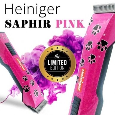 Heiniger Saphir Pink - profesionali belaidė kirpimo mašinėlė su 10nr. peiliuku 3