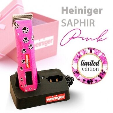 Heiniger Saphir Pink - profesionali belaidė kirpimo mašinėlė su 10nr. peiliuku 2